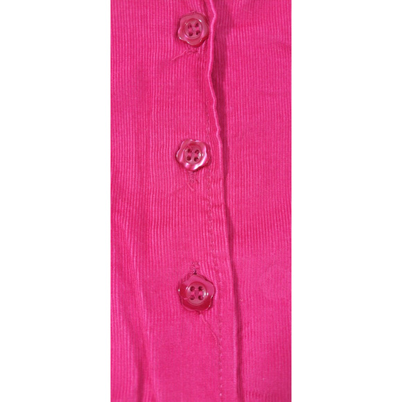 McKids 4T Girls Vintage 90s Dark Pink Corduroy Button Front Roses Bib Overalls - Picture 6 of 8